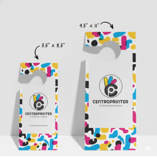 Diseño comparacion tamaños Colgadores de Puerta / Door Hangers